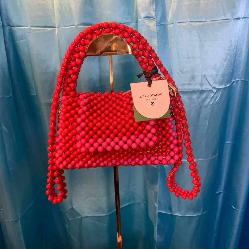 ❤️Price Drop❤️Kate Spade Red and Pink Mini Bag with Beaded Design - Picture 2 of 9
